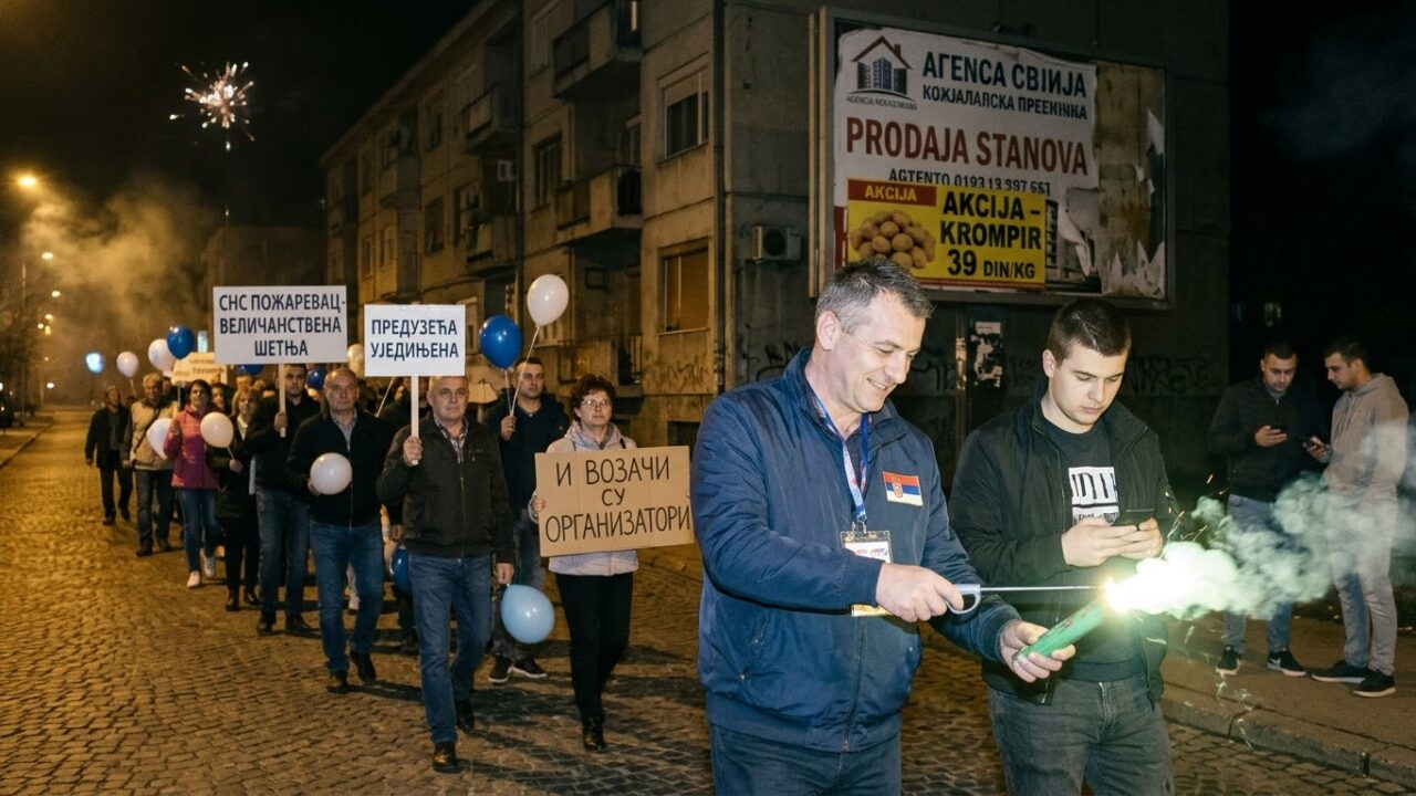 Kad vozači otvaraju vrata nogom: Pozadina lokalnog SNS skupa u Požarevcu.