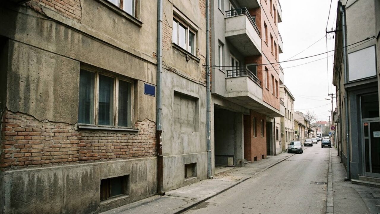 Slepljena zgrada u Voje Dulića: Stanarima i lokalima preko puta Galerije u potpunosti zaklonjena svetlost.